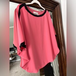 Loft pink drapey blouse, black accents, size small, like new condition
